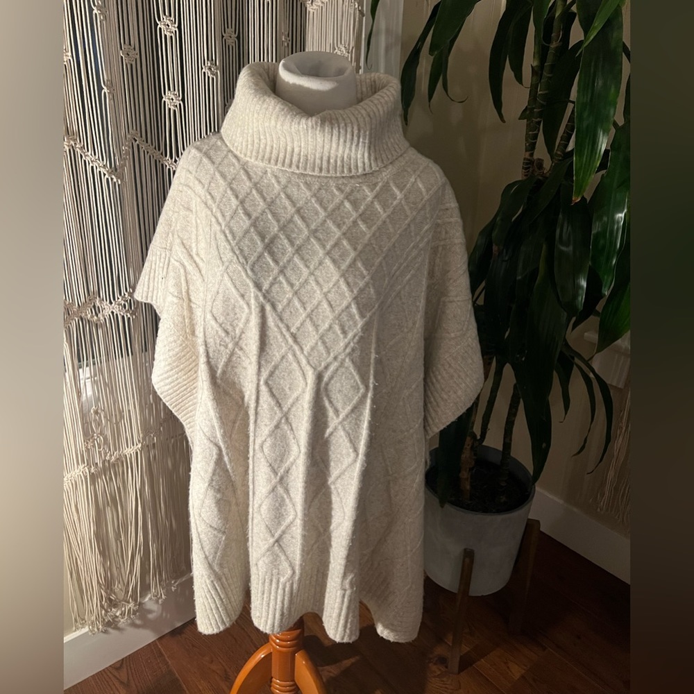 Loft Cable Knit Cape Sweater